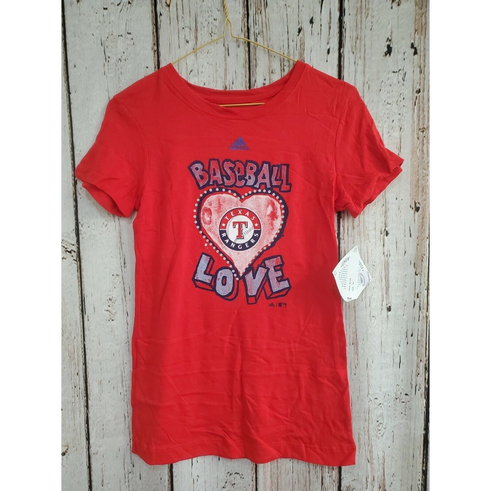 Girl's Large ADIDAS Texas Rangers MLB Short Sleeve Tee T-Shirt Shirt Top NEW